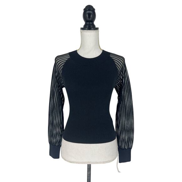 Club Monaco Black Sheer Sleeve Sweater - Picture 2 of 10